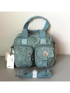 Kipling Snowflake Green Defea Nylon Medium Convertible Shoulder Bag NWT